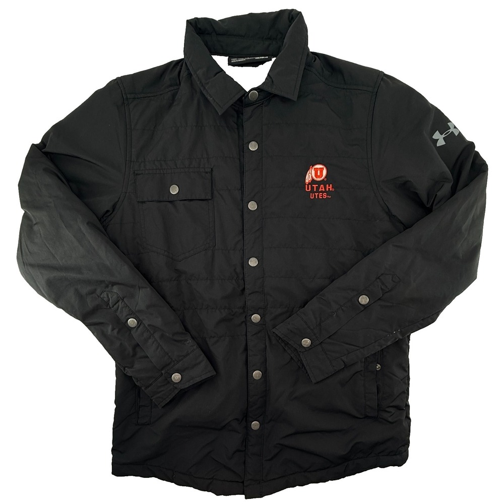 Under Armour Utah Utes ColdGear Jacket Mens Small Black Snap Front Insulated‎
